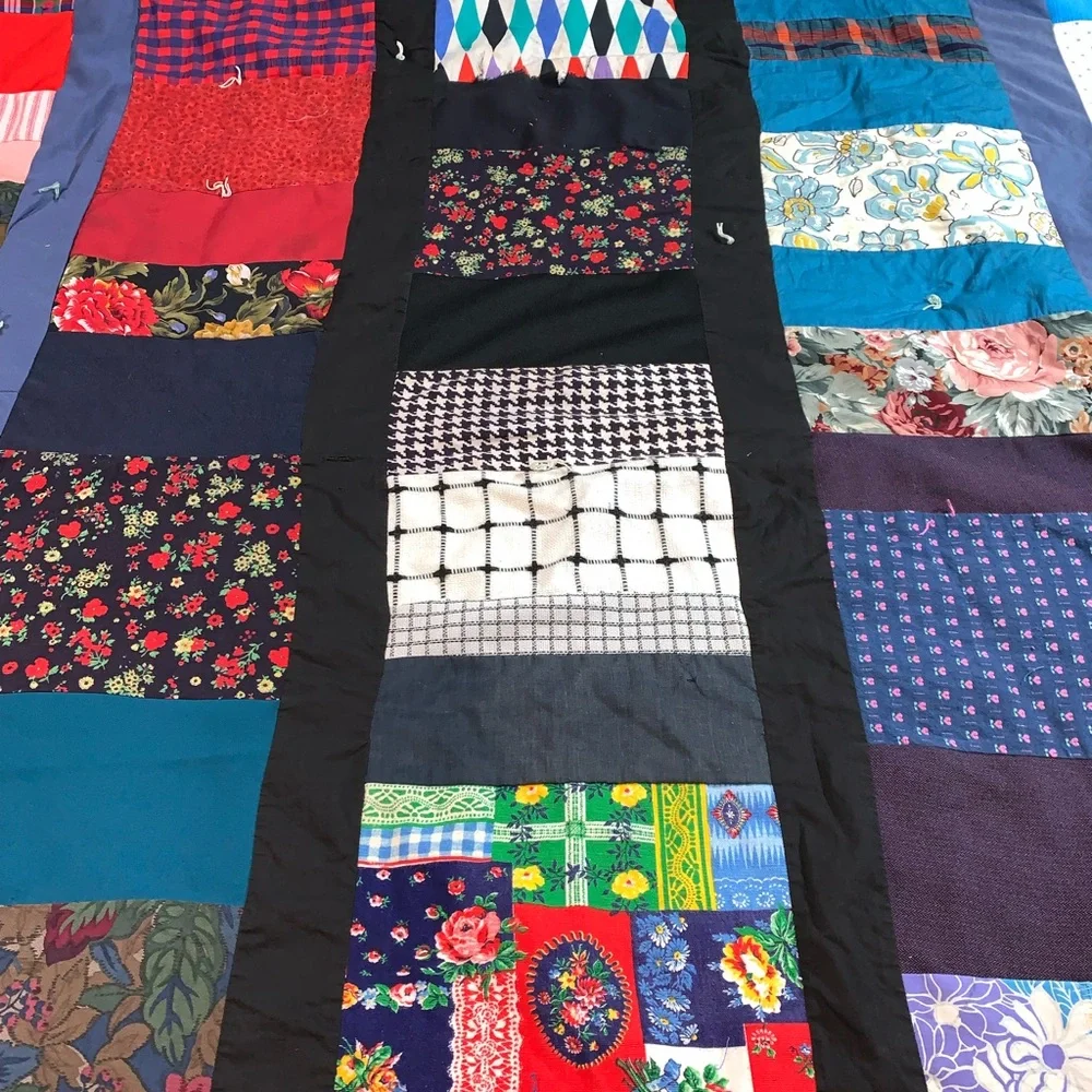 Very Vintage 58”x72” Handmade Quilt Repair/Repurpose Multicolor (Q224)